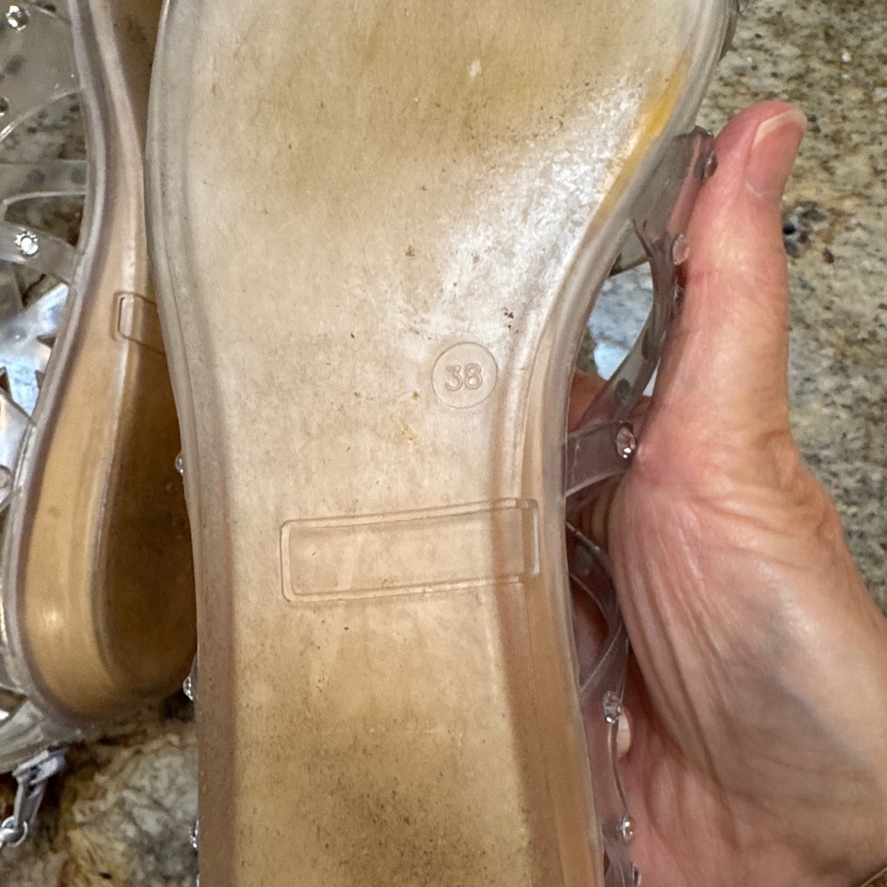 Stuart Weitzman Elegant Jelly Silver Women's Sandals with rhinestones. Worn once - Picture 7 of 8